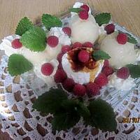 recette fromage blanc aux framboises  et sorbet poires.