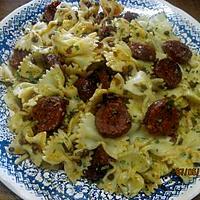 recette Farfalles au chorizo et lentilles.