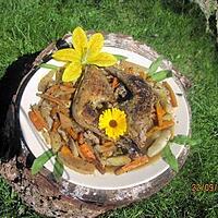 recette Cuisses de canard aux carottes et radis noirs. en WOK.