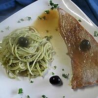 recette Escalopes de veau au spaghettis sauce Pesto.