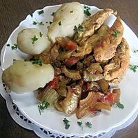 recette Aiguillettes de poulet au fenouil et topinanbours.