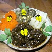 recette Bourguignon et son trio de légumes.