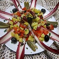 recette Entée d'endives rouge et ses légumes.