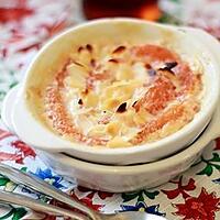 recette Gratin light de pamplemousse rose au sirop (pêches-amaretto)