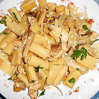 recette Rigatoni au poulet et champignons