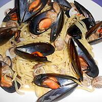 recette TAGLIOLINI  COZZE  E  VONGOLE