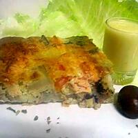 recette Quiche sans pâte au saumon rose.