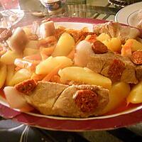 recette Rouelle de porc au chorizo et legumes