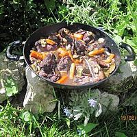 recette Coq et légumes au vin rouge en WOK.