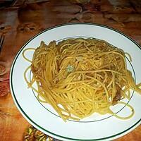 recette spaghettis au gorgonzola et aux oignons caramélisés