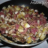 recette Poêlée d'endives aux coulemelles et gésiers de poulet