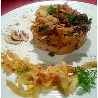recette SUPERPOSITIONS de tagliatelles, jambon - champignons, aux 2 sauces... et GRATINÉE.      (Recette1)