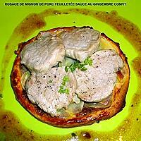 recette ROSACE DE MIGNON DE PORC FEUILLETÉE SAUCE AU GINGEMBRE CONFIT