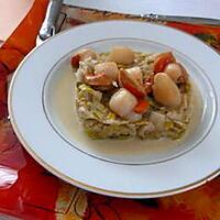 recette noix de St- Jacques sur fondue de poireaux ( dietetique)
