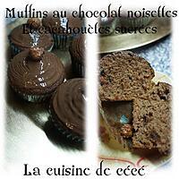 recette Muffins au chocolat noisettes  et cacahuètes sucrées