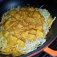 recette Nouilles chinoise et poulet sauce cury et coco