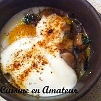 recette Oeufs cocotte aux pleurottes et poireaux