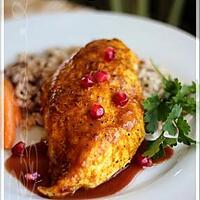 recette ~Poitrine de poulet rôti façon persane avec sa sauce aux noix de grenoble et à la grenade~