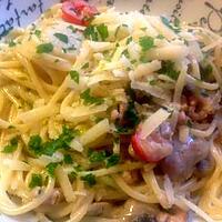 recette Spaghetti aux crevettes grise et Saint Jacques