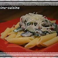 recette Penne au champignons, courgettes, jambon