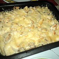 recette Gratin de pate au champignon et poulet