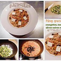recette Pâtes grecques aux courgettes, tomates, olives noires et feta