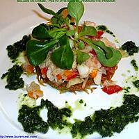 recette SALADE DE CRABE, PESTO D'HERBES ET VINAIGRETTE PASSION