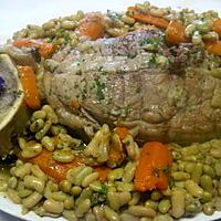 recette Épaule de veau sans os aux flageolets et carottes.