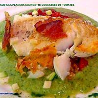 recette CABILLAUD A LA PLANCHA COURGETTE CONCASSEE DE TOMATES