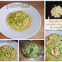 recette Spaghettis aux crevettes citronnées et aux courgettes