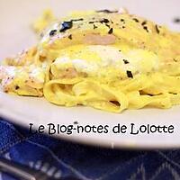 recette Saumon au chèvre frais, tagliatelles fraîches et sauce safranée
