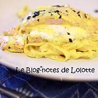 recette Saumon au chèvre frais, tagliatelles fraîches et sauce safranée