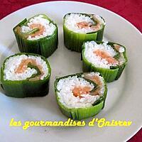 recette SUSHIS AUX POIREAUX,  SAUMON MARINE A L'ANETH