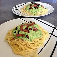 recette Spaghetti sauce aux petits pois et lardons