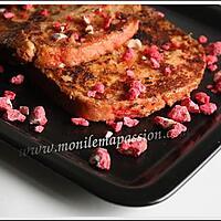 recette Brioche aux pralines roses “perdue” flambée au punch cerises