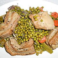 recette SAUTE  DE  VEAU  PETITS POIS HARICOTS PLATS