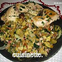 recette Cuisses de poulet aux cubes de courgettes.