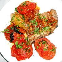 recette TRAVERS DE PORC AUX HERBES ET BEURRE PERSILLE TOMATES FRAICHES