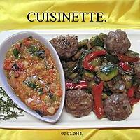 recette Boulettes de viande au trio de poivrons.