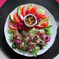 recette assiette  crudités, magret séché ,moules  marinées