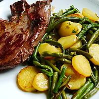 recette Poelé haricots vert / p de terre sautées et sa bavette grillée