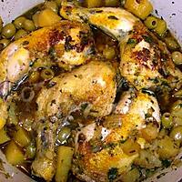 recette Poulet safrané aux olives et pommes de terre
