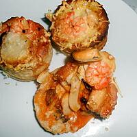 recette BOUCHEES DE FRUITS DE MER SAUCE CREVETTES