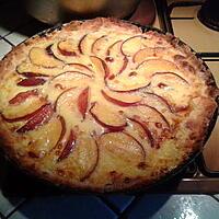 recette Tarte aux peches sur lit de confiture de framboises