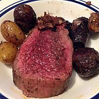 recette Rôti de bison sur son lit de pomme de terre vitelotte de mon mari