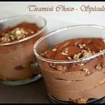 recette ** Verrine de crème (légère)-ment mousseuse au chocolat ( tofu soyeux ) façon tiramisù aux spéculoos **