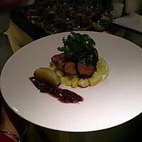 recette MAGRET DE CANARD SAUCE ECHALOTES AU VIN DE MEDOC, LEGUMES OUBLIES