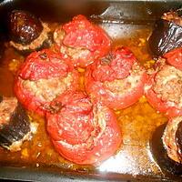 recette Aubergines et tomates a la farce fine