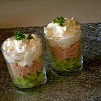 recette Verrine concombre jambon et crème boursin ail et fines herbes