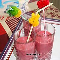 recette Smoothie banane,framboises,fraises,poire